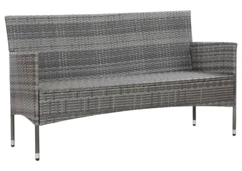 Canapea de grădină cu perne cu 3 locuri, gri, poliratan - 3/5