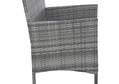 Canapea de grădină cu perne cu 3 locuri, gri, poliratan - 4/5