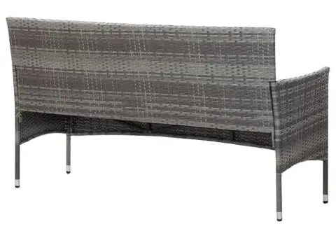 Canapea de grădină cu perne cu 3 locuri, gri, poliratan - 5/5