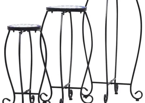 Mese mozaic, 3 buc., albastru și alb, ceramică - 2/5