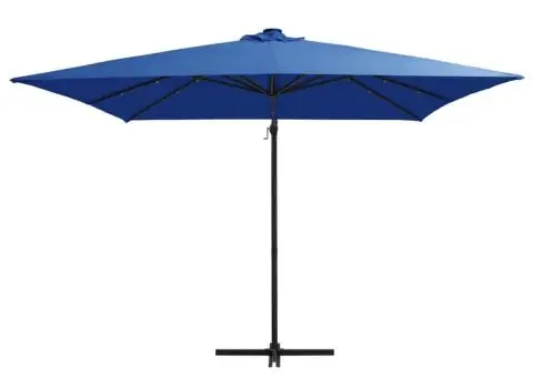 Umbrelă consolă cu LED, stâlp din oțel albastru azur 250x250 cm - 2/5