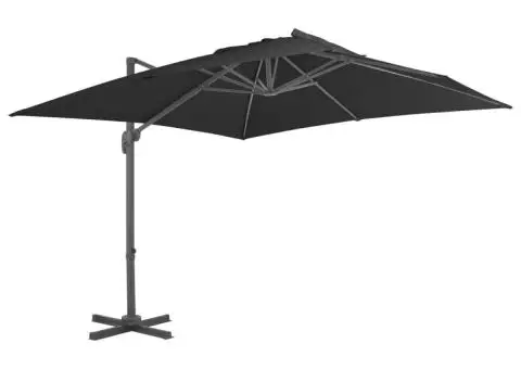 Umbrelă în consolă cu stâlp din aluminiu, negru, 3x3 m - 1/5