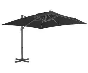 vidaXL Umbrelă în consolă cu stâlp din aluminiu, negru, 3x3 m