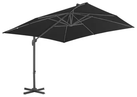Umbrelă în consolă cu stâlp din aluminiu, negru, 3x3 m - 2/5
