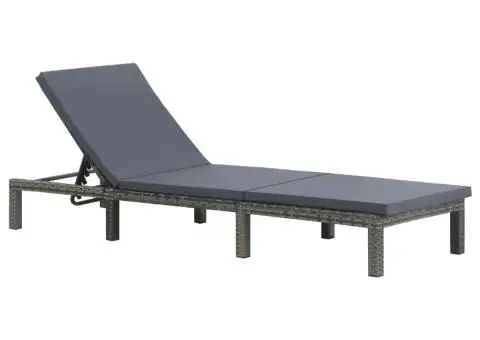 Șezlong cu pernă, antracit, poliratan - 1/5