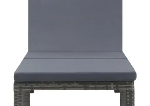 Șezlong cu pernă, antracit, poliratan - 2/5