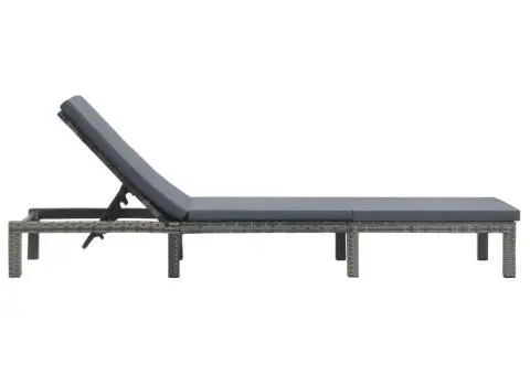 Șezlong cu pernă, antracit, poliratan - 3/5