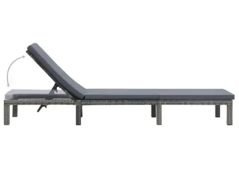 Șezlong cu pernă, antracit, poliratan - 4/5