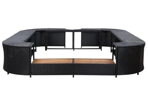Mobilier împrejmuire spa negru 268x268x55 cm poliratan pătrat - 2/5