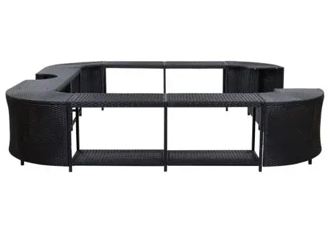 Mobilier împrejmuire spa negru 268x268x55 cm poliratan pătrat - 4/5