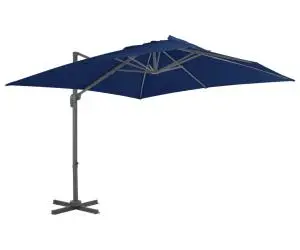 vidaXL Umbrelă în consolă cu stâlp din aluminiu, albastru azur, 3x3 m