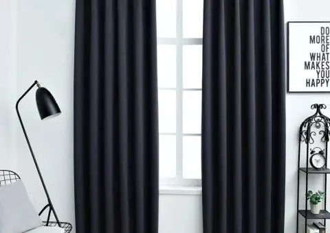 Draperii opace cu cârlige, 2 buc., antracit, 140 x 225 cm - 1/5