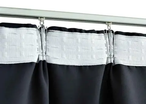 Draperii opace cu cârlige, 2 buc., antracit, 140 x 225 cm - 4/5