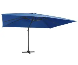 vidaXL Umbrelă în consolă cu LED stâlp din aluminiu albastru 400x300cm