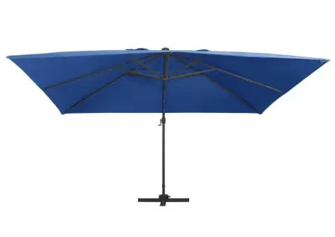 Umbrelă în consolă cu LED stâlp din aluminiu albastru 400x300cm - 2/5