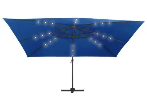 Umbrelă în consolă cu LED stâlp din aluminiu albastru 400x300cm - 4/5