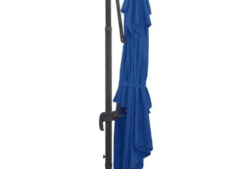 Umbrelă în consolă cu LED stâlp din aluminiu albastru 400x300cm - 5/5