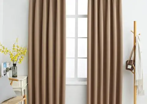 Draperii opace, 2 buc., gri taupe, 140 x 245 cm, cu cârlige - 1/5