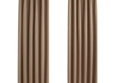 Draperii opace, 2 buc., gri taupe, 140 x 245 cm, cu cârlige - 2/5