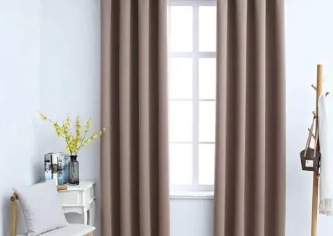 Draperii opace cu inele metalice, 2 buc., gri taupe, 140x225 cm - 1/5