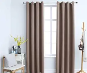 vidaXL Draperii opace cu inele metalice, 2 buc., gri taupe, 140x225 cm