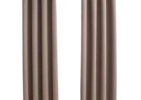 Draperii opace cu inele metalice, 2 buc., gri taupe, 140x225 cm - 2/5