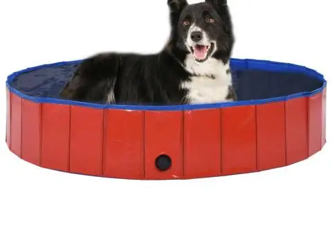 Piscină pentru câini pliabilă, roșu, 160 x 30 cm, PVC - 1/5