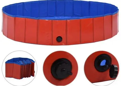 Piscină pentru câini pliabilă, roșu, 160 x 30 cm, PVC - 2/5