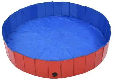 Piscină pentru câini pliabilă, roșu, 160 x 30 cm, PVC - 3/5