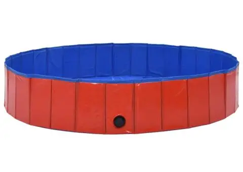 Piscină pentru câini pliabilă, roșu, 160 x 30 cm, PVC - 4/5