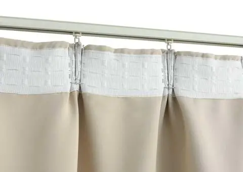 Draperie opacă, bej, 290 x 245 cm, cu cârlige - 4/5
