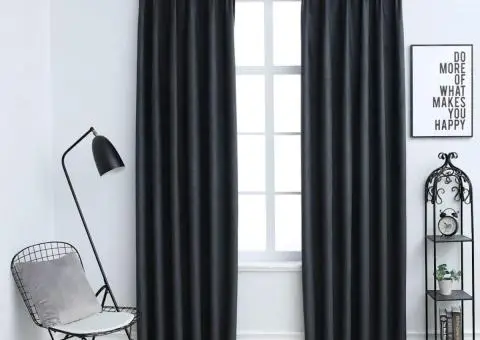 Draperii opace cu cârlige, 2 buc., antracit, 140 x 175 cm - 1/5