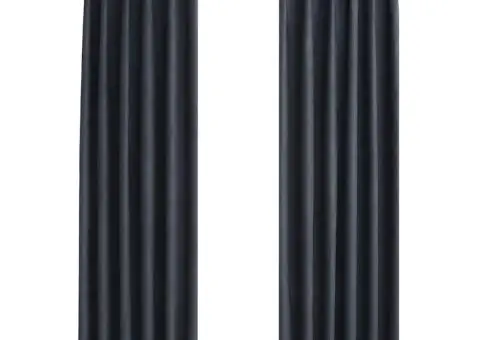Draperii opace cu cârlige, 2 buc., antracit, 140 x 175 cm - 2/5