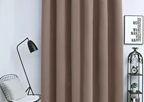 Draperie opacă cu inele metalice, gri taupe, 290 x 245 cm - 1/5