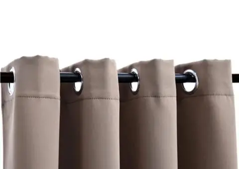 Draperie opacă cu inele metalice, gri taupe, 290 x 245 cm - 3/5