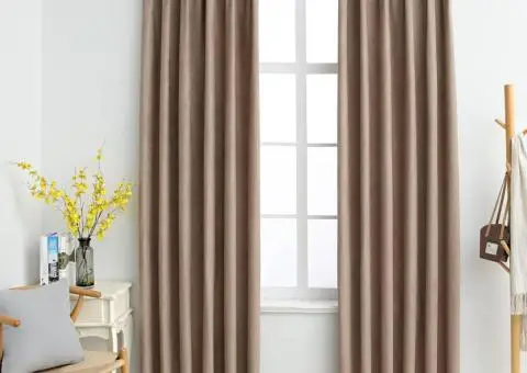 Draperii opace cu cârlige, 2 buc., gri taupe, 140 x 225 cm - 1/5