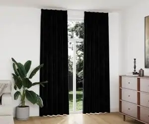 vidaXL Draperii opace cu cârlige, 2 buc., negru, 140x245 cm, catifea