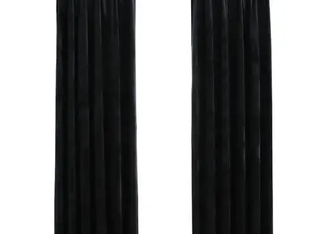 Draperii opace cu cârlige, 2 buc., negru, 140x245 cm, catifea - 2/5