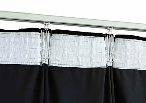 Draperii opace cu cârlige, 2 buc., negru, 140x245 cm, catifea - 4/5