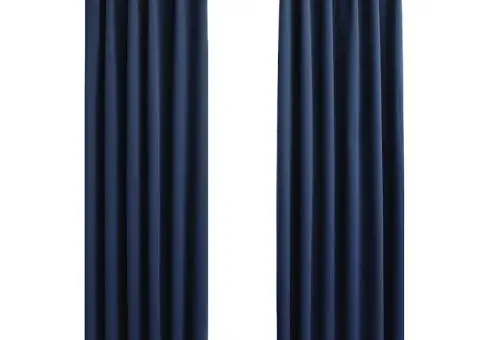 Draperii opace cu cârlige, 2 buc., albastru, 140 x 175 cm - 2/5