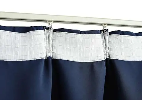 Draperii opace cu cârlige, 2 buc., albastru, 140 x 175 cm - 4/5