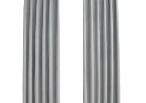 Draperii opace cu cârlige, 2 buc., gri, 140 x 225 cm - 2/5