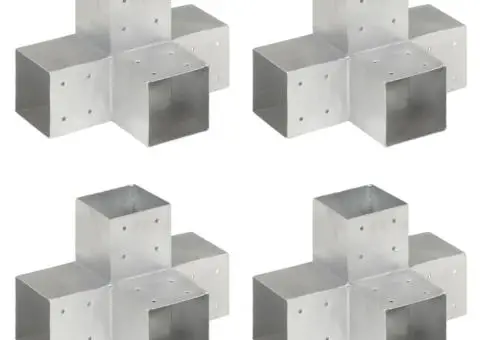 Conectori grindă, formă X, 4 buc, 101x101 mm, metal galvanizat - 1/5