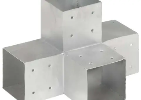 Conectori grindă, formă X, 4 buc, 101x101 mm, metal galvanizat - 2/5