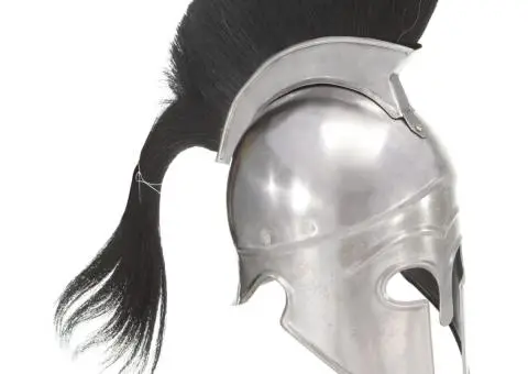 Coif războinic grec, aspect antic, joc de rol, argintiu, oțel - 1/5