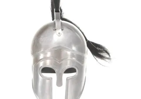 Coif războinic grec, aspect antic, joc de rol, argintiu, oțel - 2/5