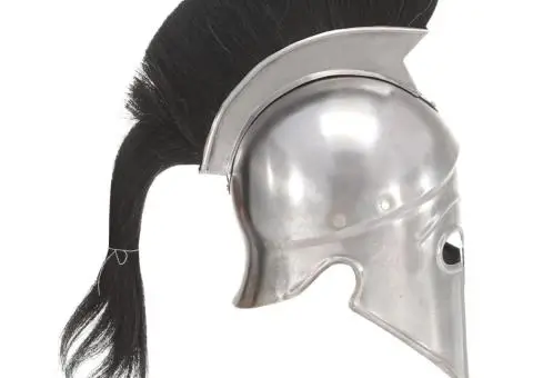 Coif războinic grec, aspect antic, joc de rol, argintiu, oțel - 3/5