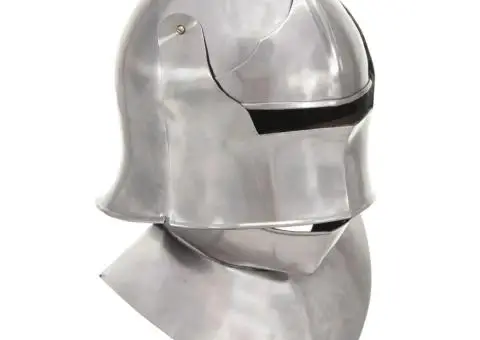 Coif cavaler medieval antic, jocuri de rol, argintiu, oțel - 1/5