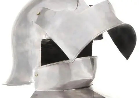 Coif cavaler medieval antic, jocuri de rol, argintiu, oțel - 2/5
