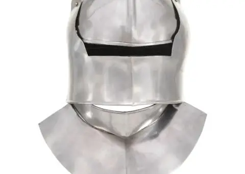 Coif cavaler medieval antic, jocuri de rol, argintiu, oțel - 3/5